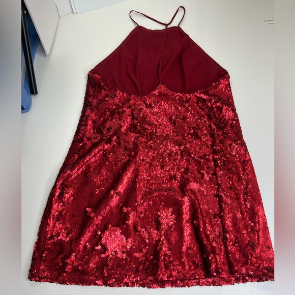 NBD Yours Truly Red Sequin Mini Dress Cocktail Semi-Formal Size Large - Picture 15 of 16